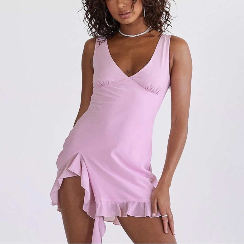 Princess Polly Lilac Mini Dress: Varney Frill mini Dress Lilac